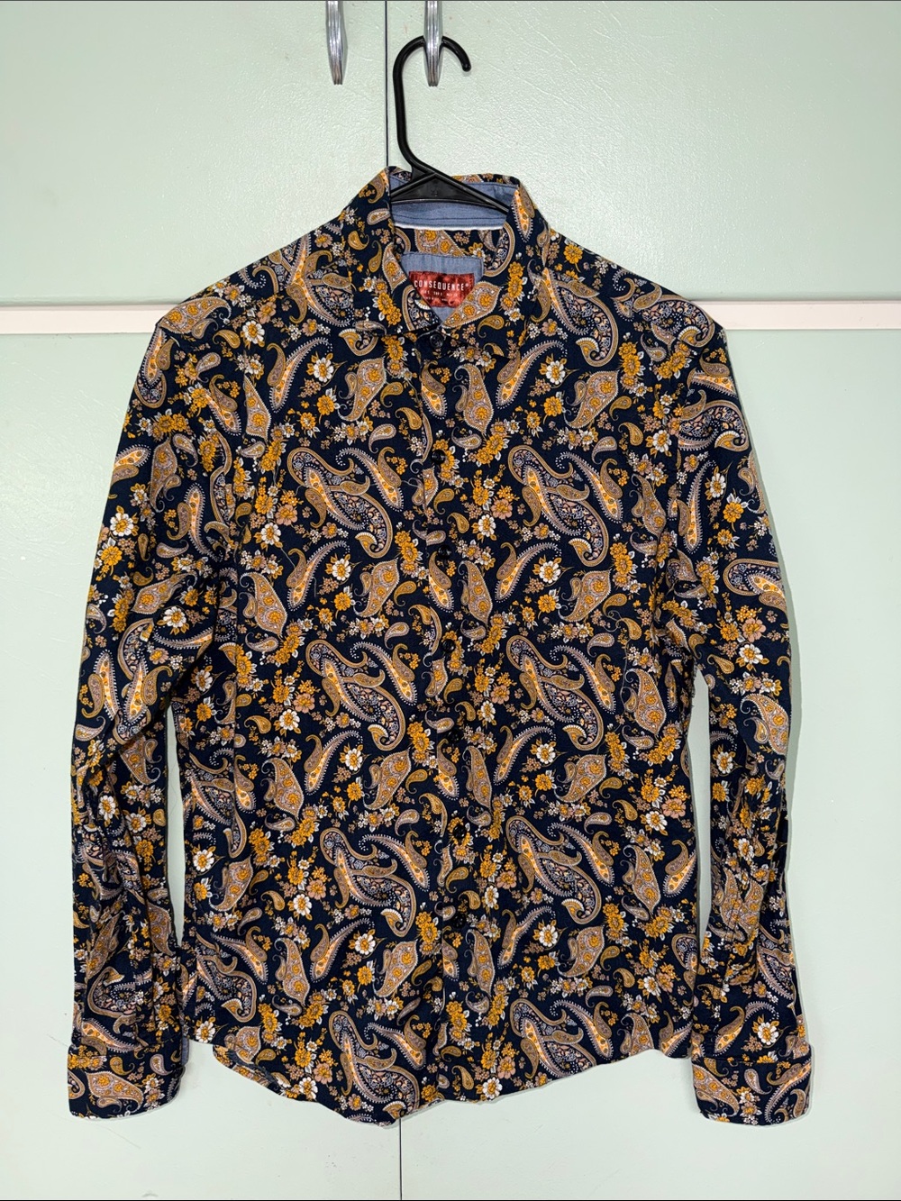 Consequence button down long sleeve Paisley shirt Mens Small